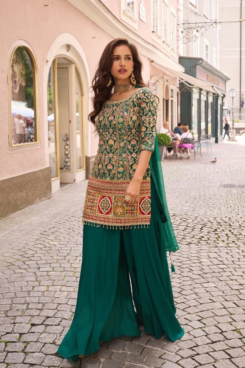 Emerald Embroidered Sharara Set