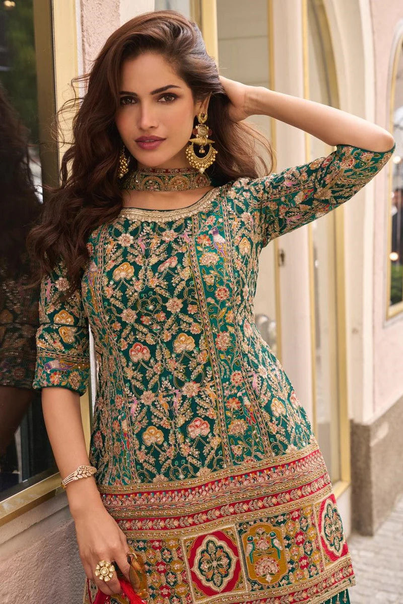 Emerald Embroidered Sharara Set