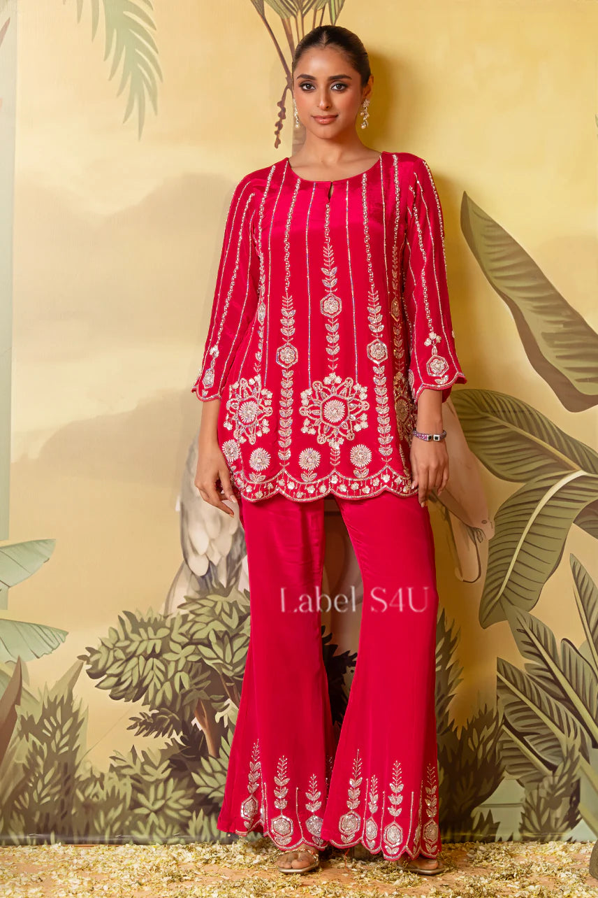 Ruby Mirror Sharara Set