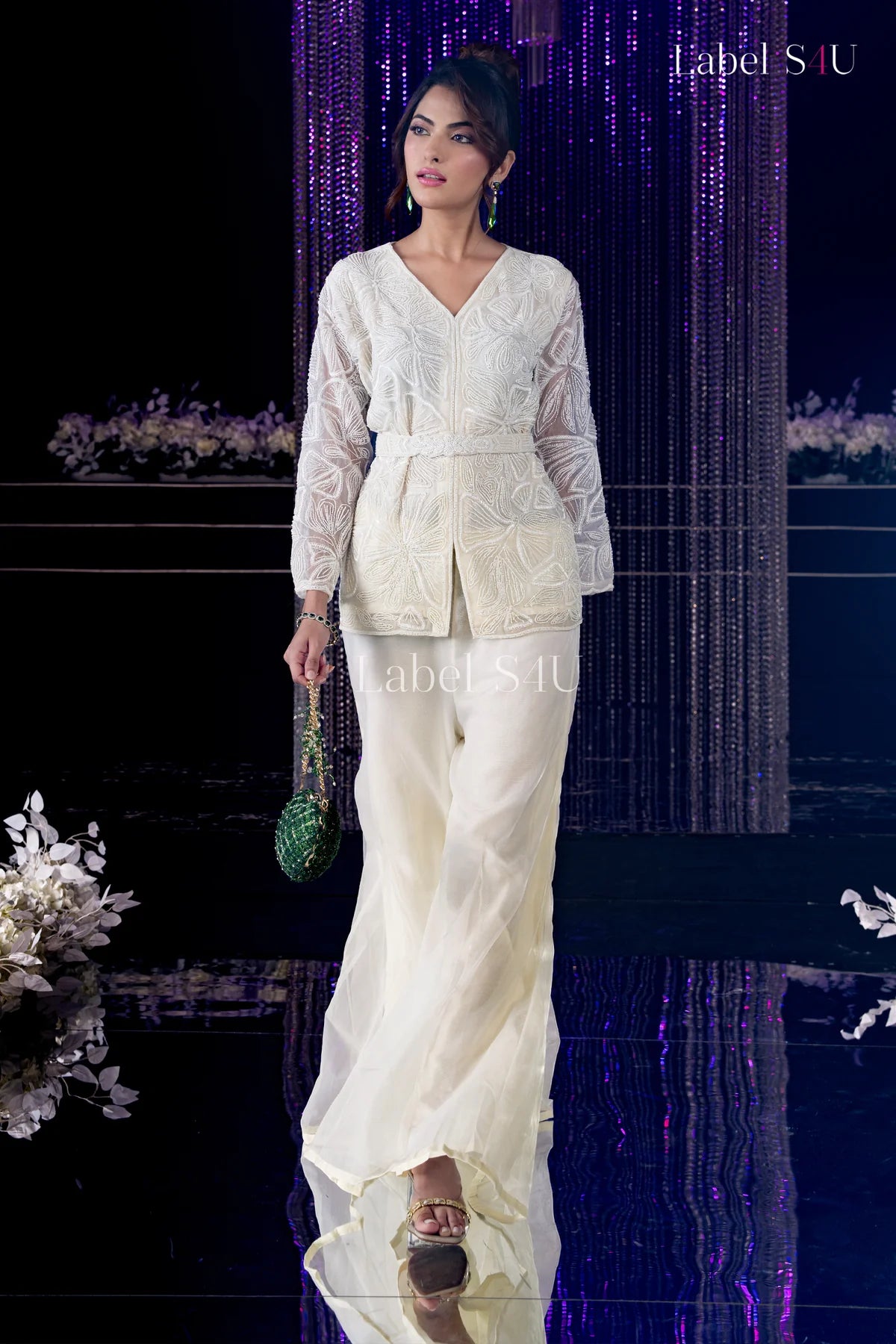 Ivory Petal Jacket Set