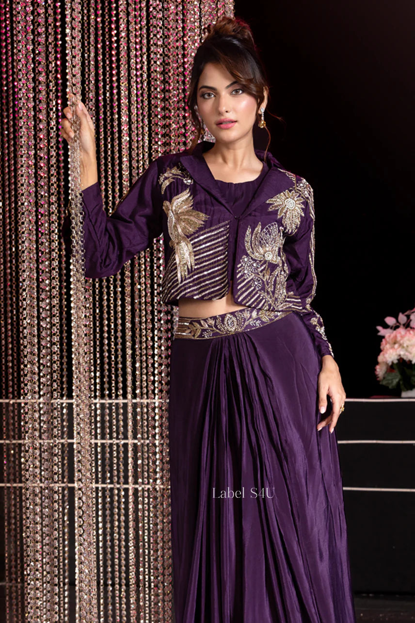 Plum Gilded Drape Set