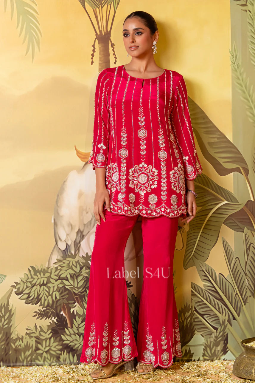 Ruby Mirror Sharara Set