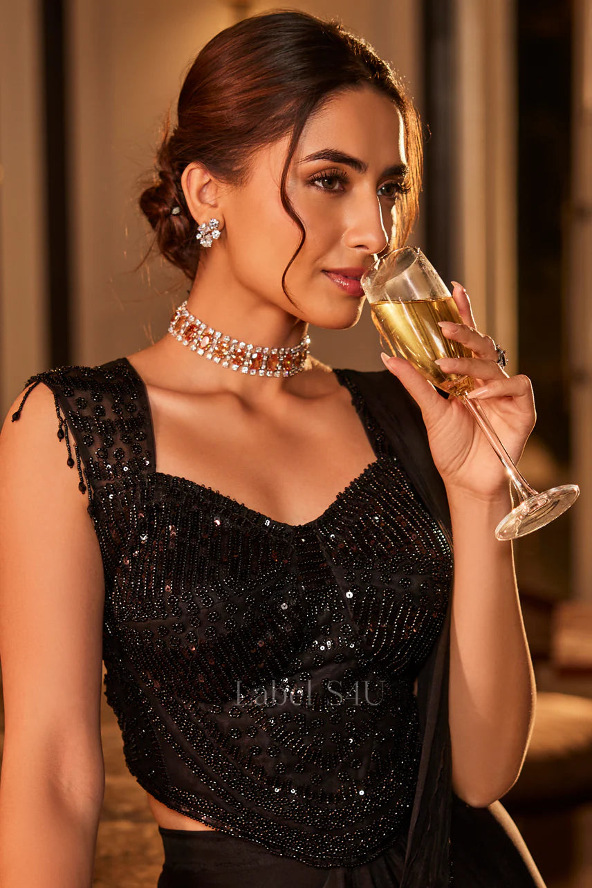 Midnight Sparkle Saree