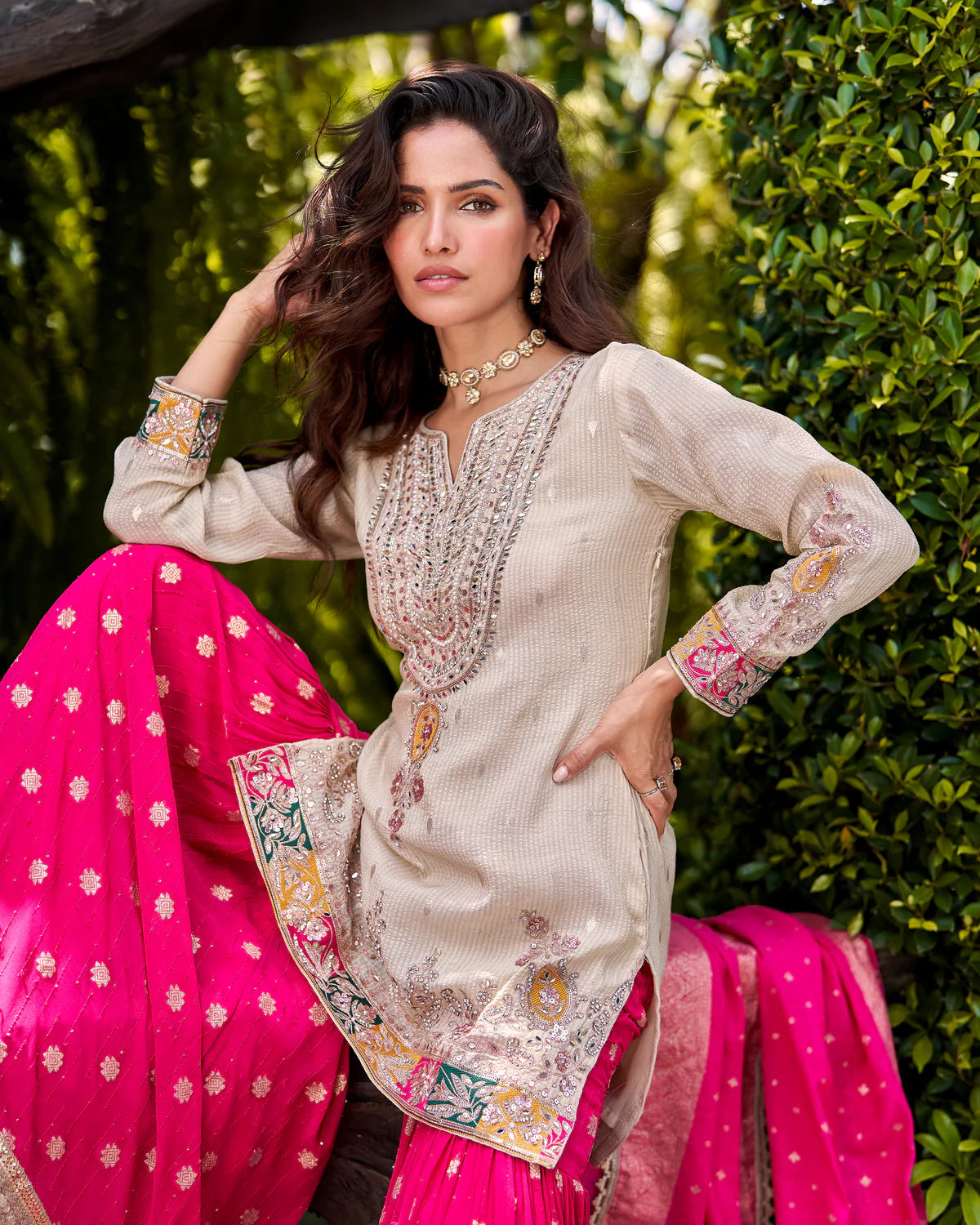 Ivory Fuchsia Royale Sharara