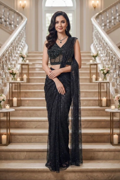 Black Starlight Saree Set