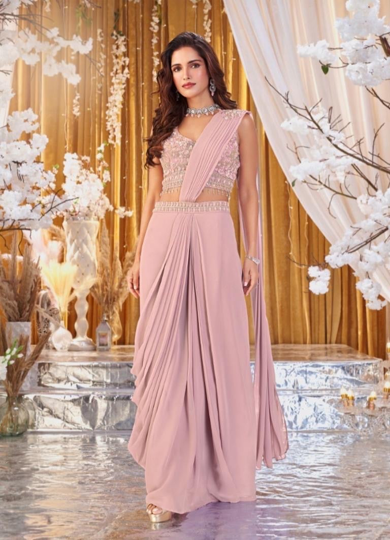 Blush Draped Couture Ensemble