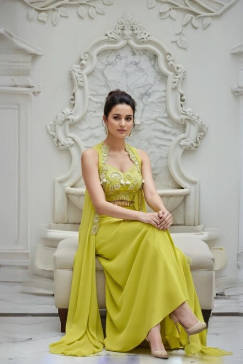 Lime Draped Cape Ensemble