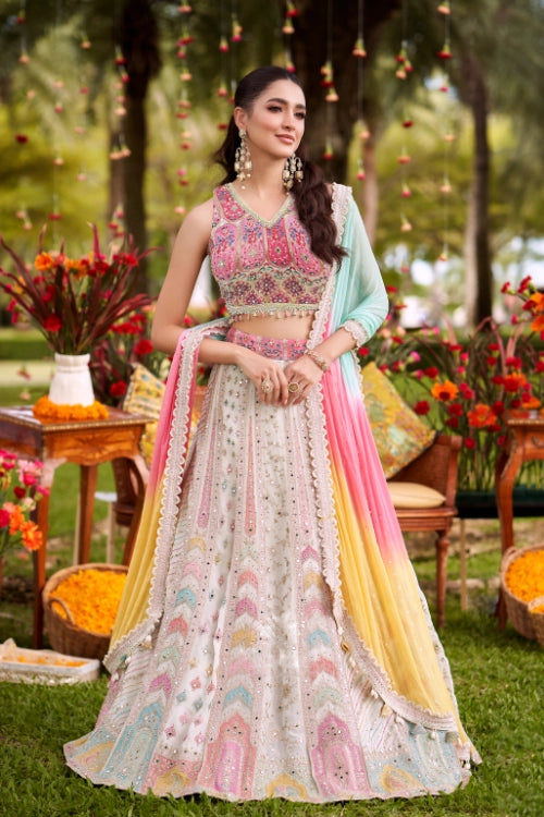 Pastel Embroidered Lehenga Set