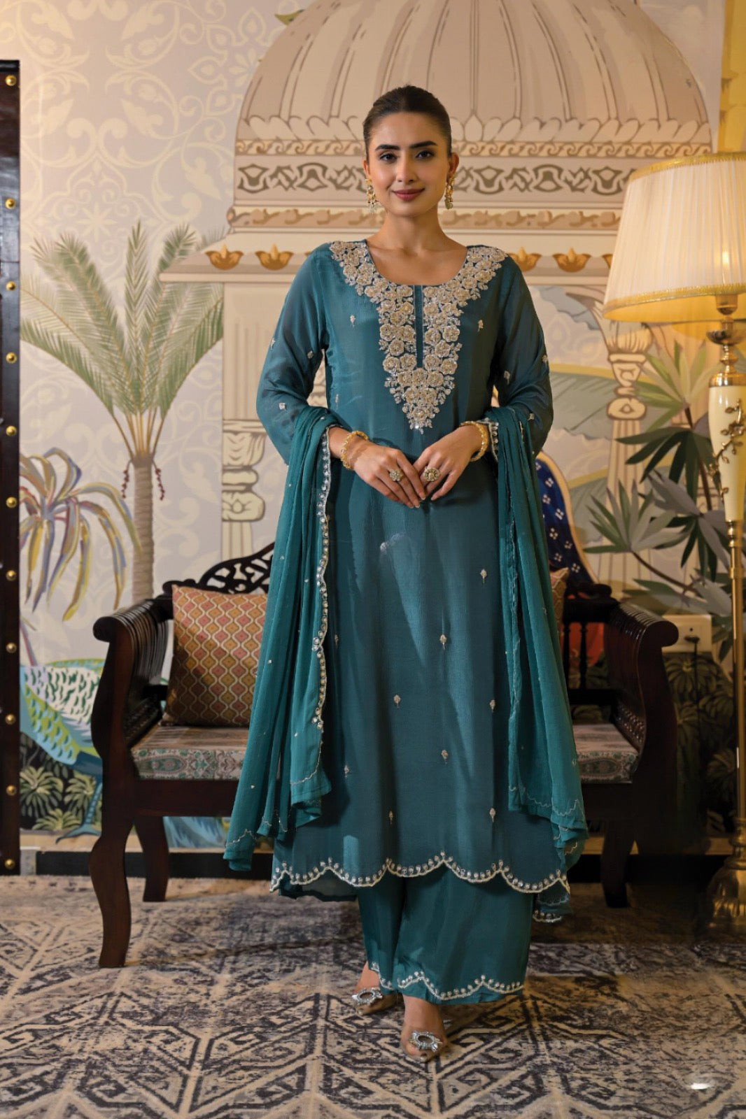 Teal Pearl Bloom Suit Set