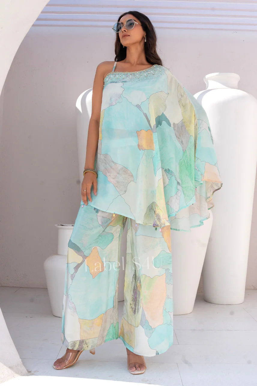Aqua Pastel Kaftan Set