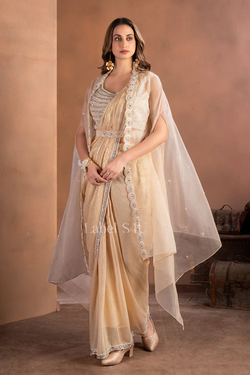Champagne Aura Saree Set