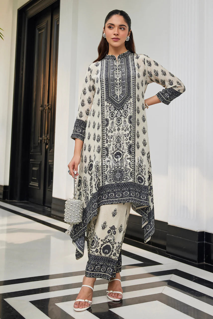 Ivory Noir Blockprint Kurta Set
