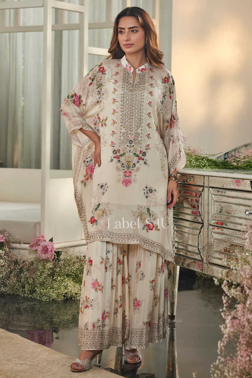 Ivory Floral Kaftan Set