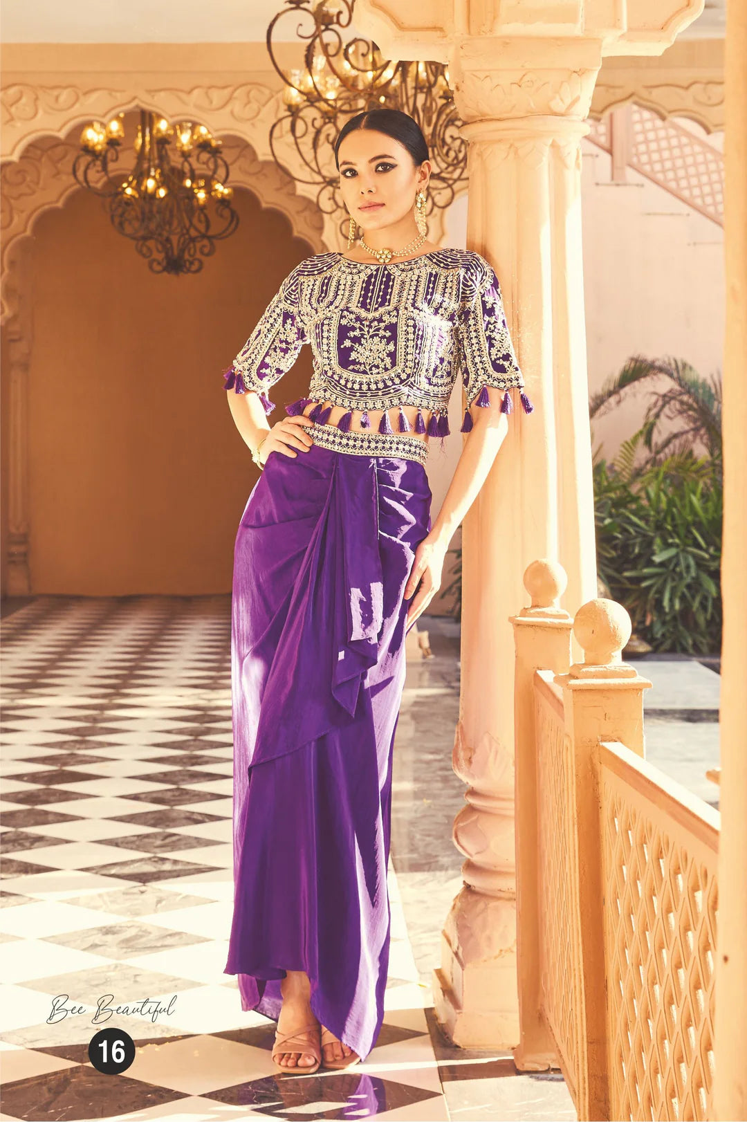 Royal Violet Drape Skirt Set