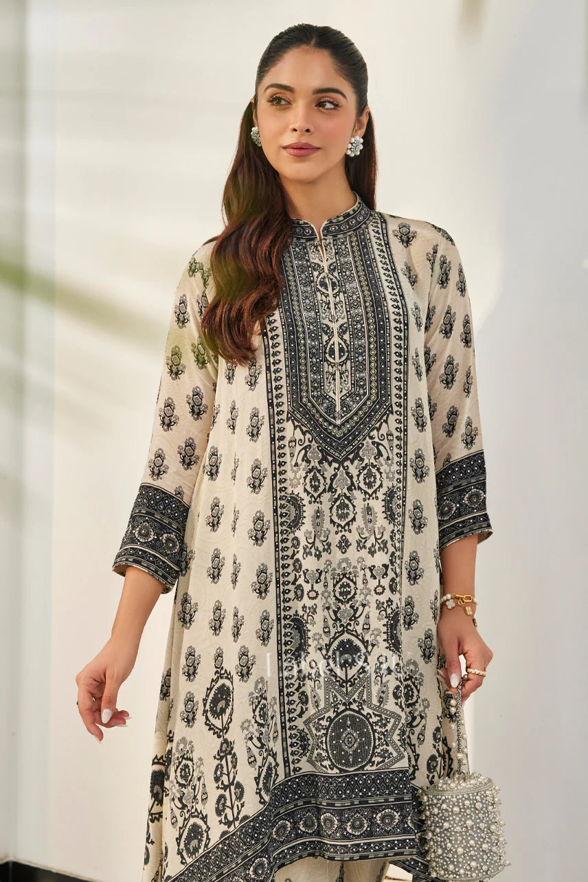 Ivory Noir Blockprint Kurta Set