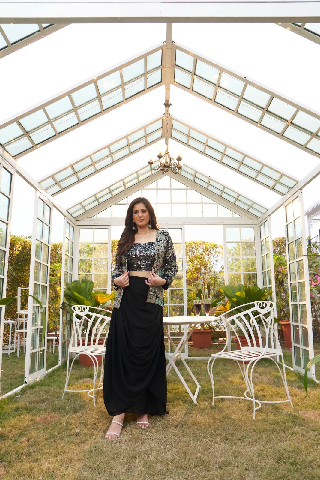 Black Sequin Jacket Set