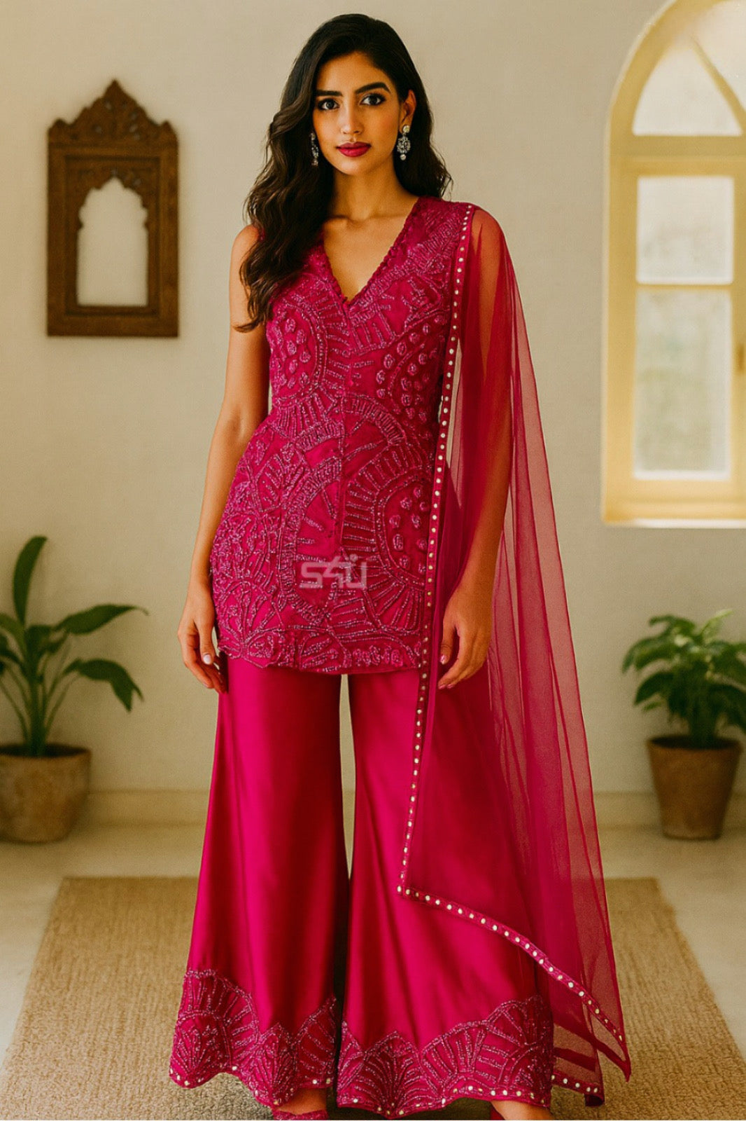 Ruby Radiance Sharara Set