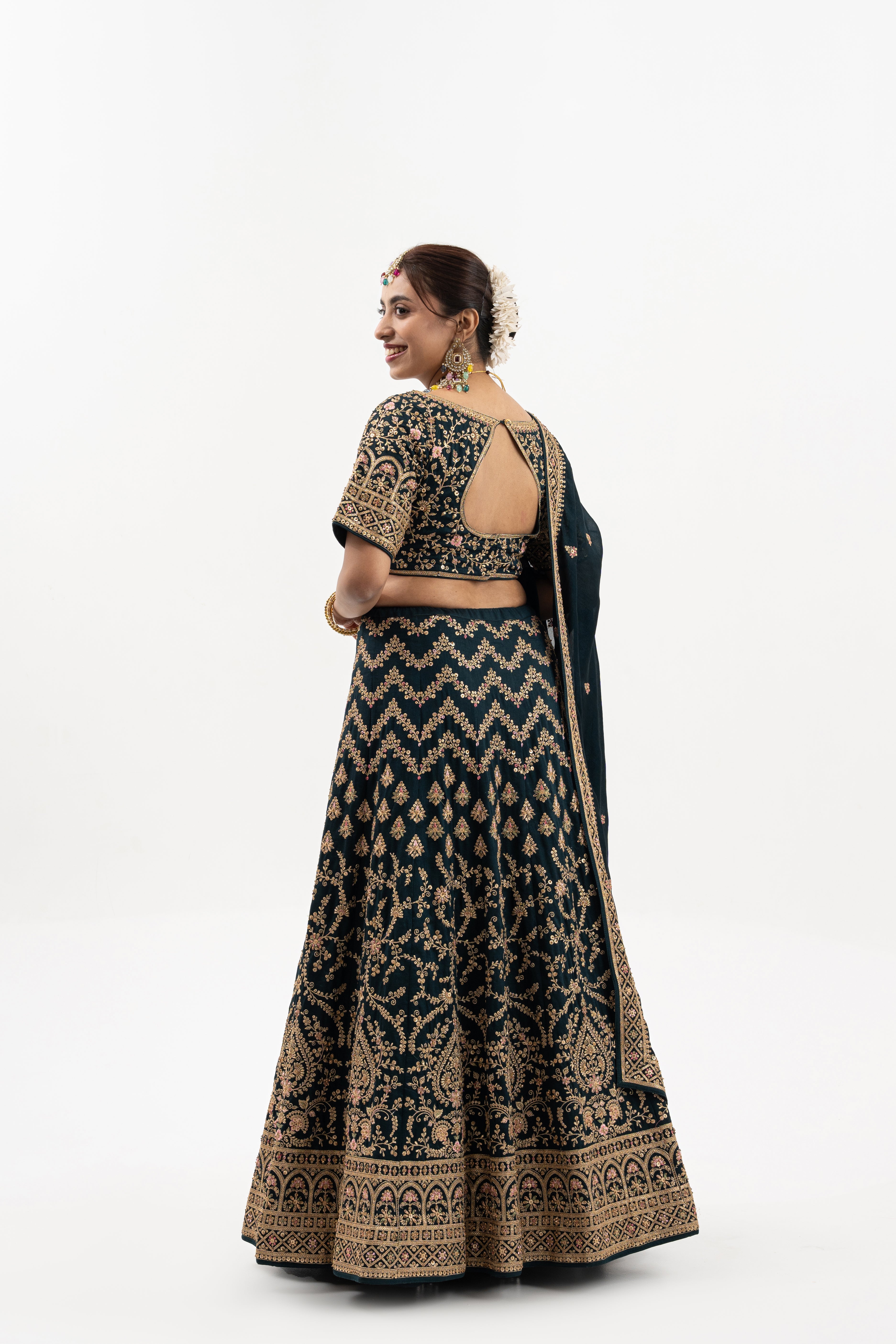 Midnight Royale Embroidered Bridal Lehenga Set