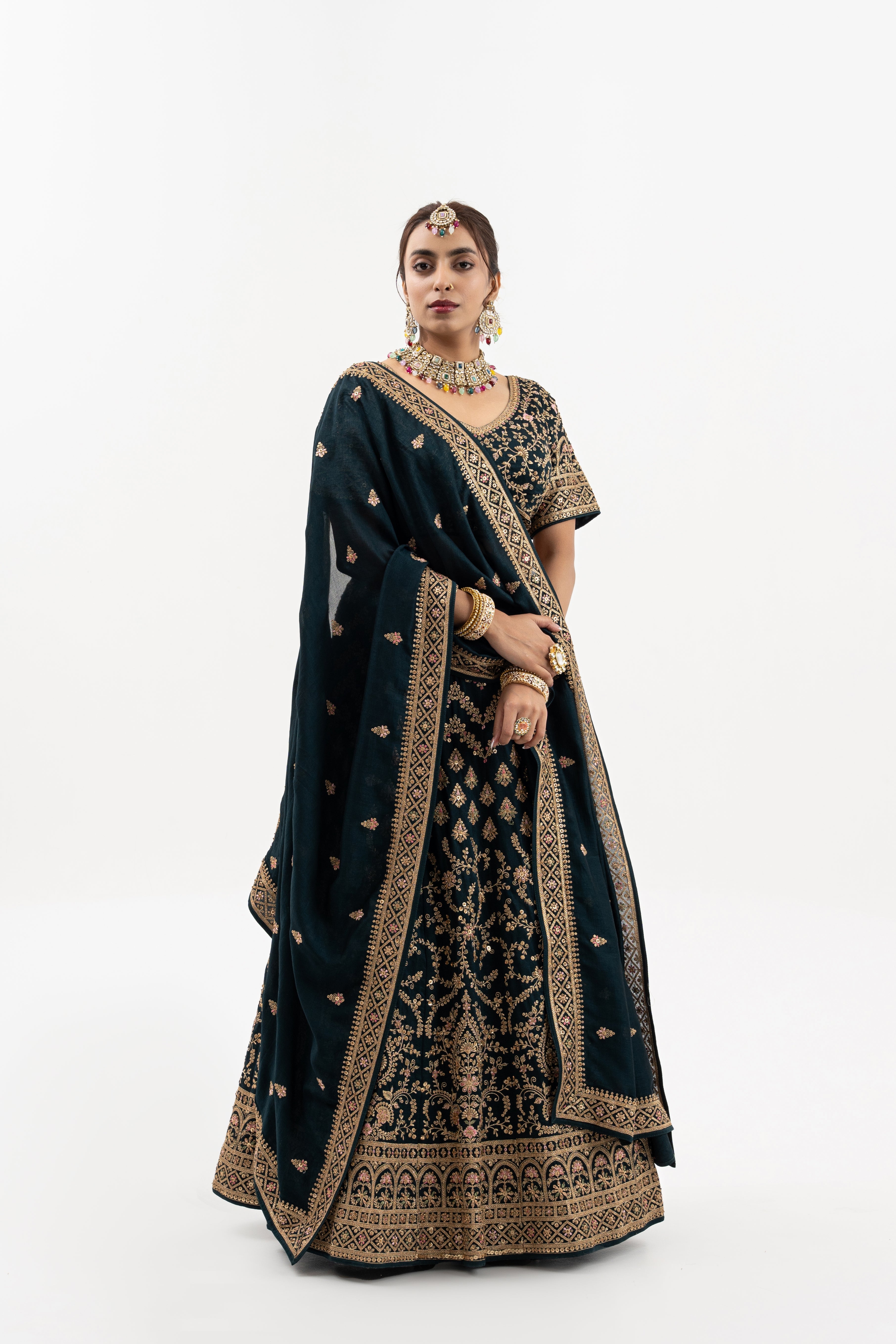 Midnight Royale Embroidered Bridal Lehenga Set