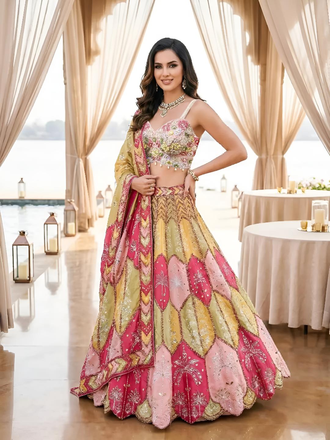 Pink Yellow Bridal Lehenga