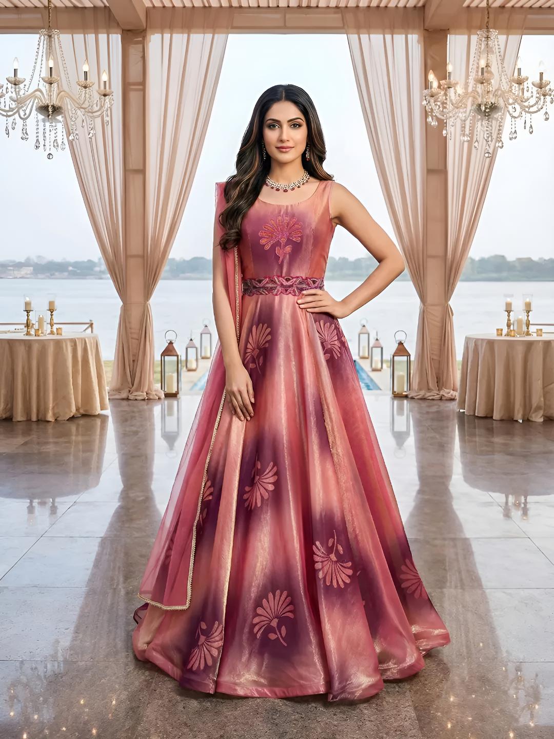 Rose Ombre Anarkali Gown