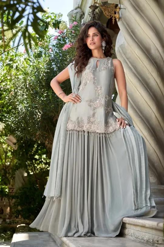Dove Grey Sharara Set