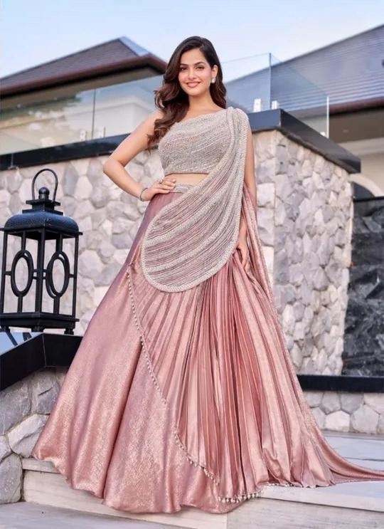Rose Gold Draped Lehenga