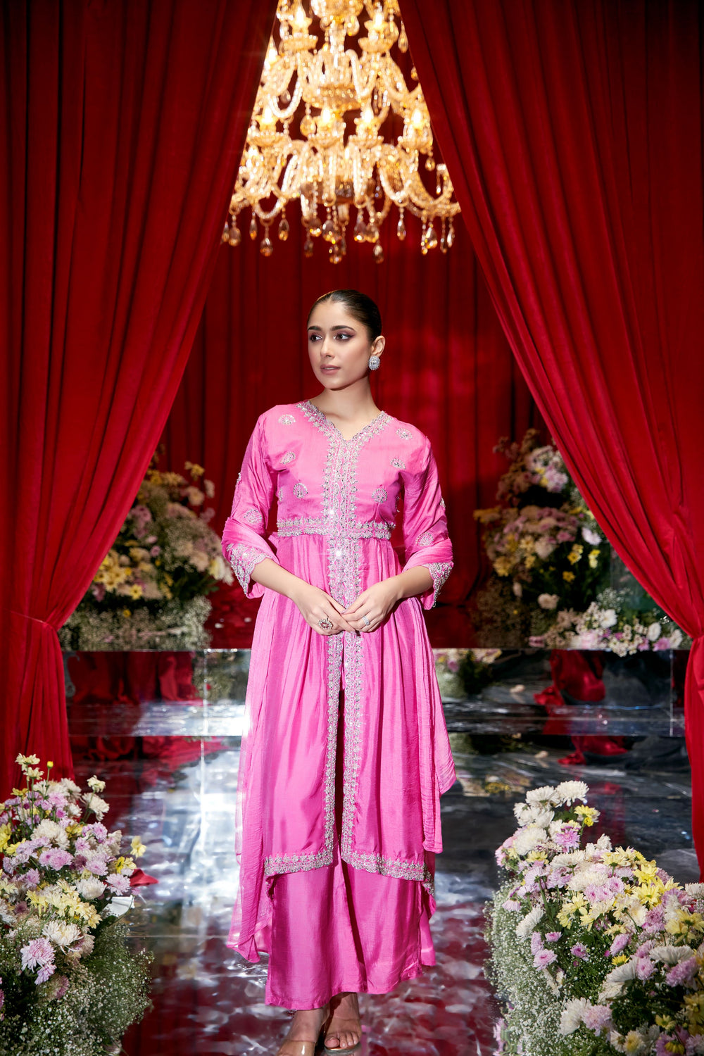 Pink Embellished Anarkali Set