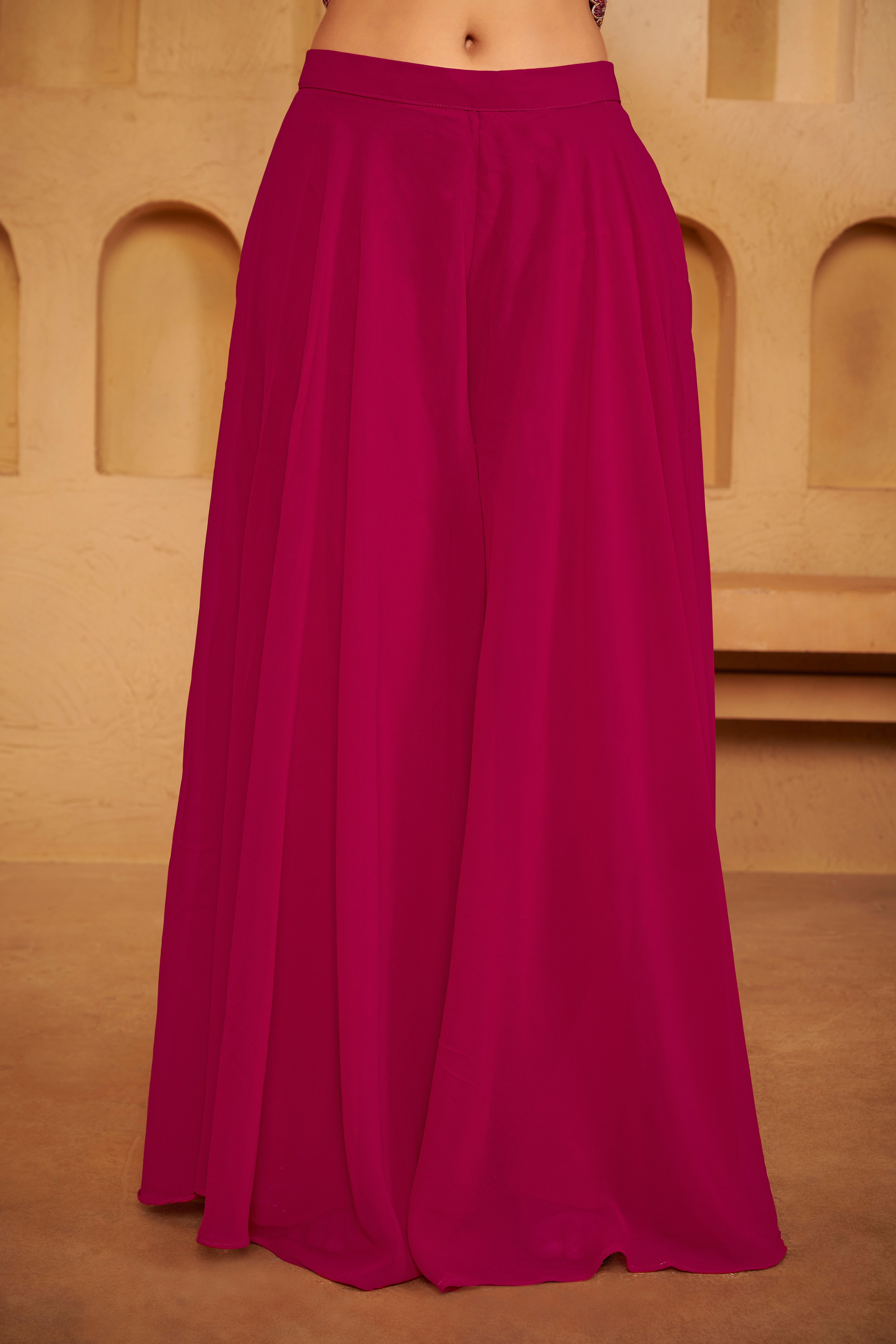 Fuchsia Peplum Sharara Set