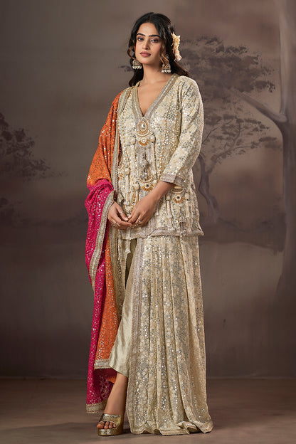 Champagne Riwaaz Sharara Set