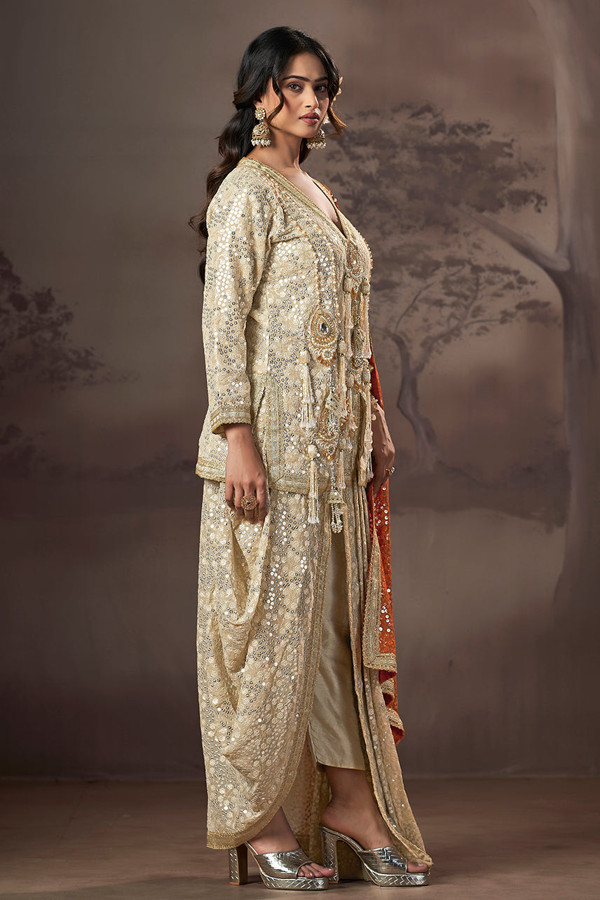Champagne Riwaaz Sharara Set
