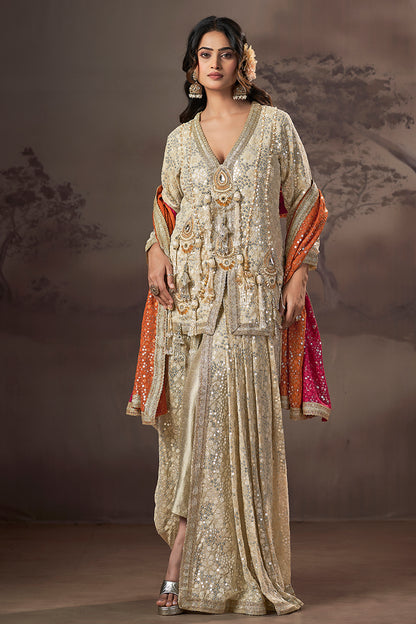 Champagne Riwaaz Sharara Set