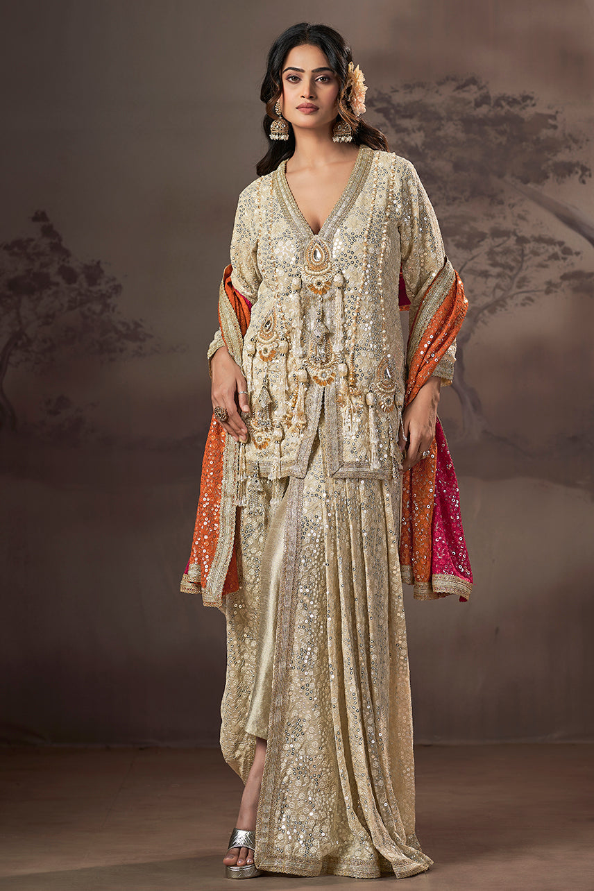 Champagne Riwaaz Sharara Set