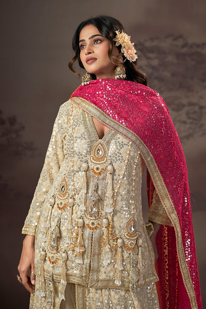 Champagne Riwaaz Sharara Set