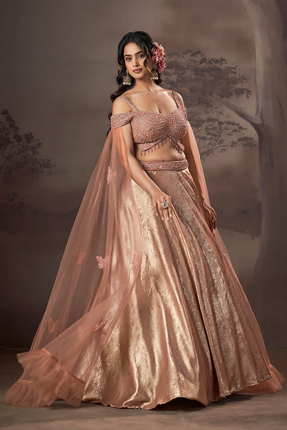 Rose Gold Aura Cape Lehenga Set