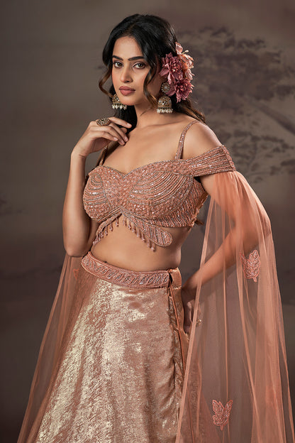 Rose Gold Aura Cape Lehenga Set