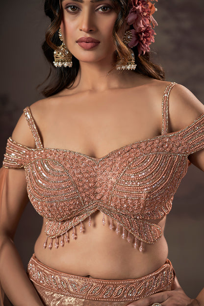 Rose Gold Aura Cape Lehenga Set