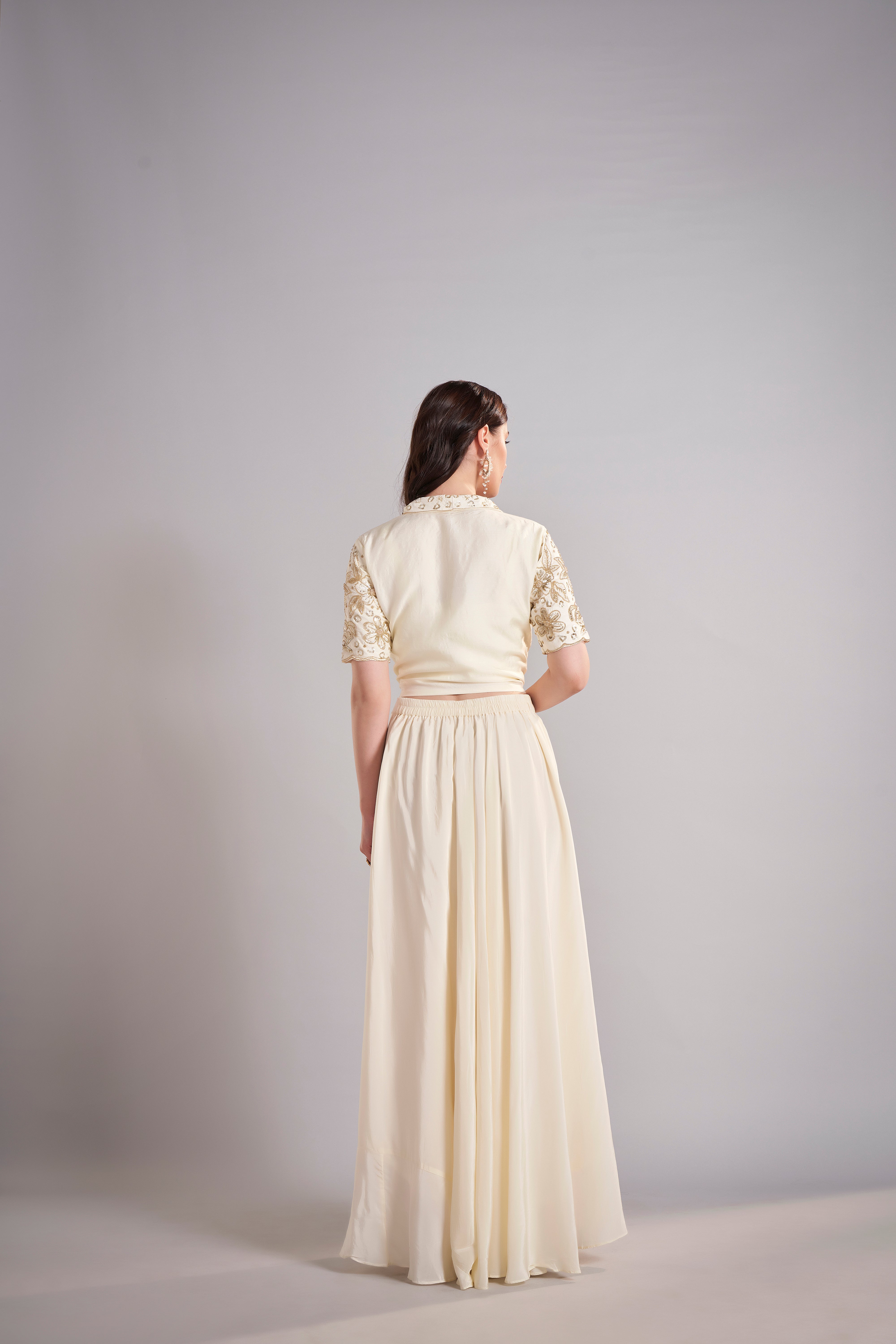 Ivory Drape Skirt Set