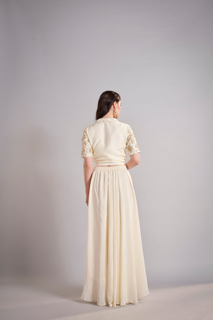 Ivory Drape Skirt Set