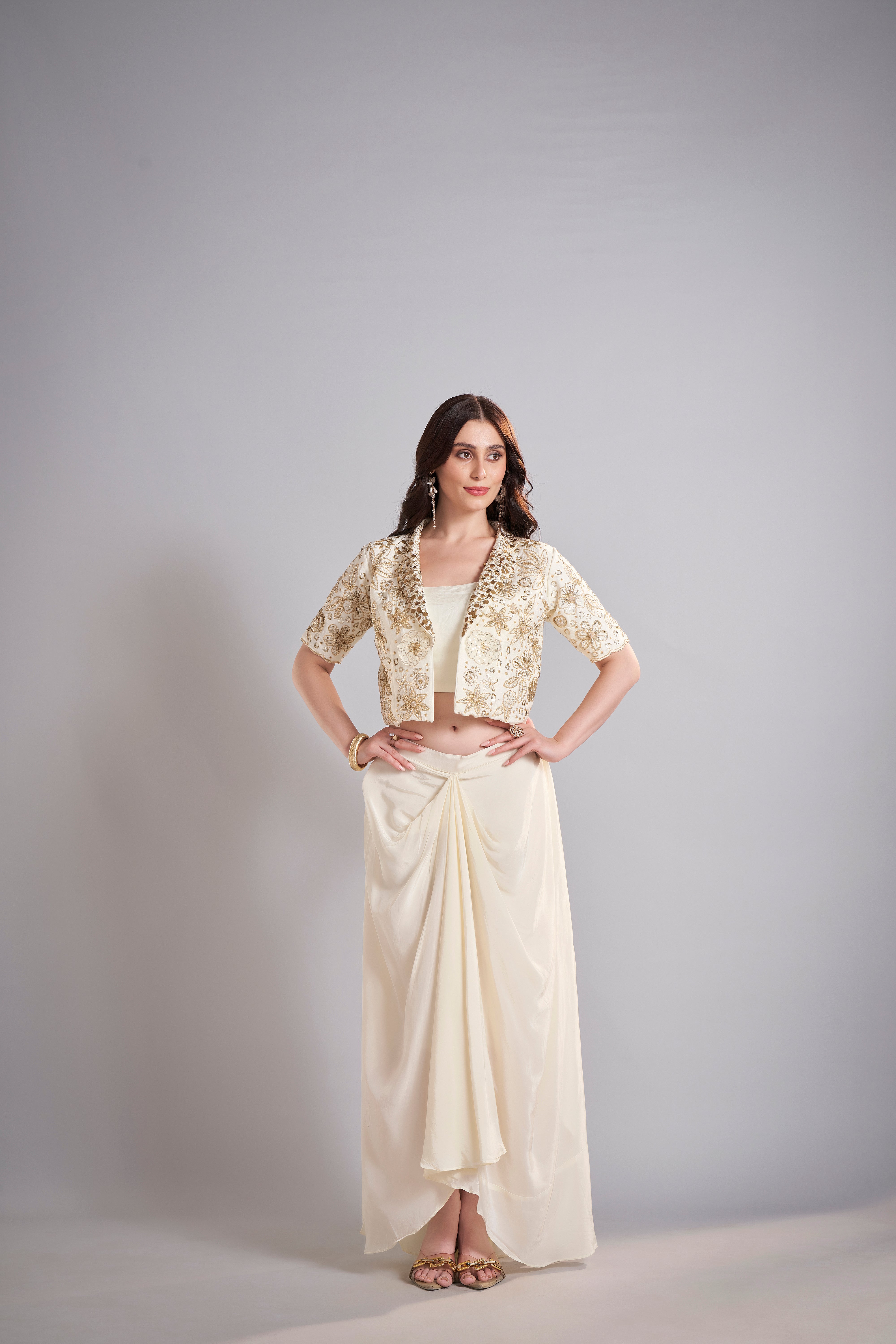 Ivory Drape Skirt Set