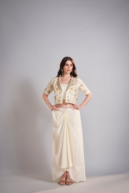 Ivory Drape Skirt Set