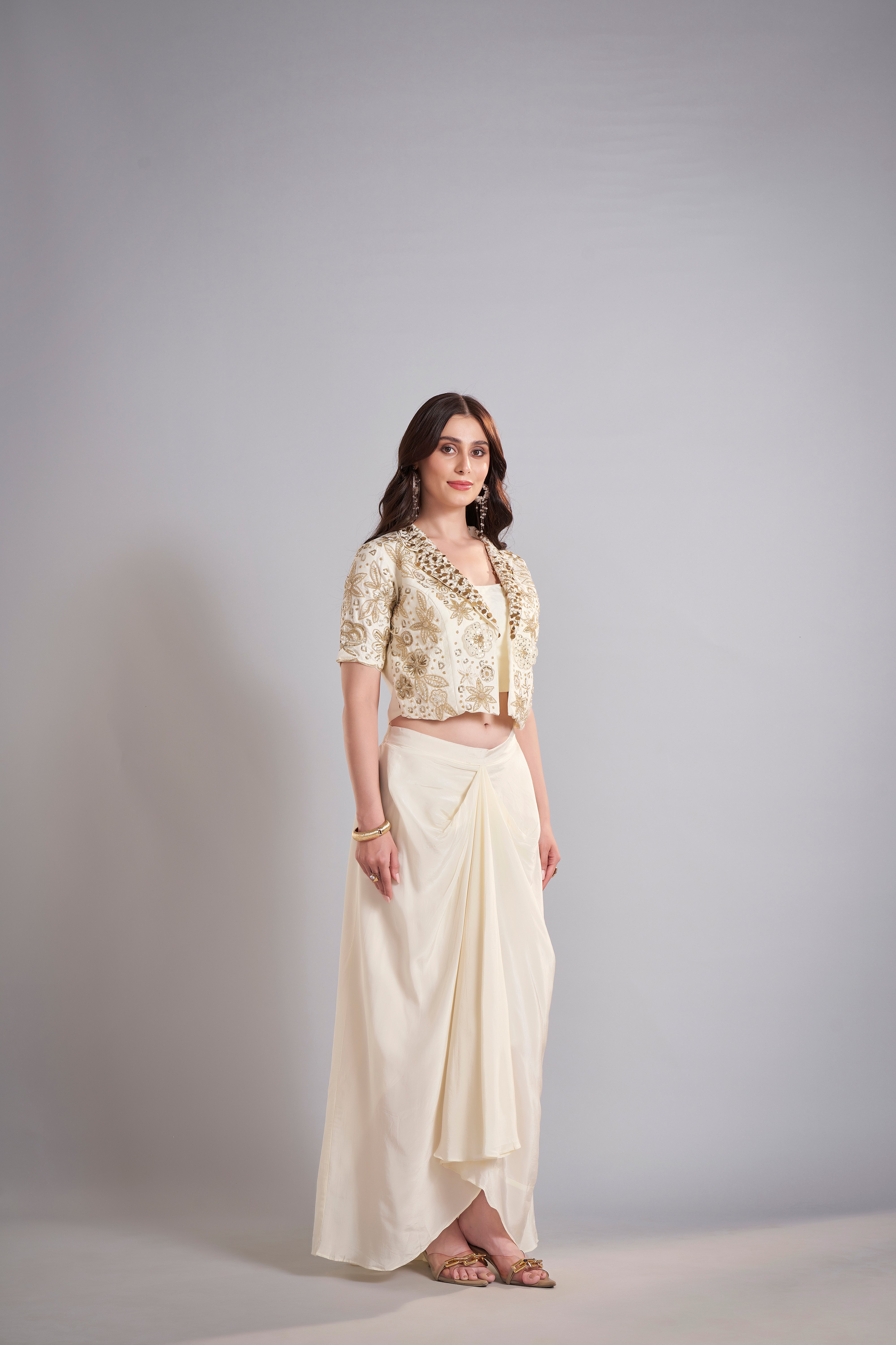 Ivory Drape Skirt Set
