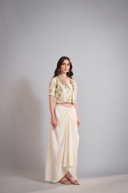 Ivory Drape Skirt Set