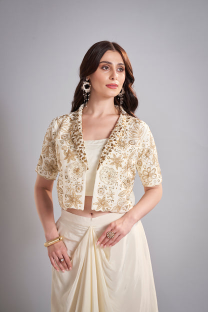 Ivory Drape Skirt Set