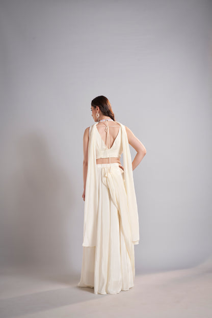 Ivory Drape Skirt Set