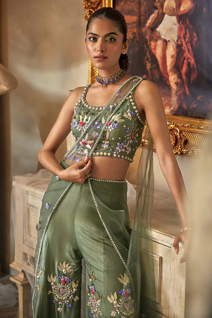 Olive Hand-Embroidered Co-ord Set