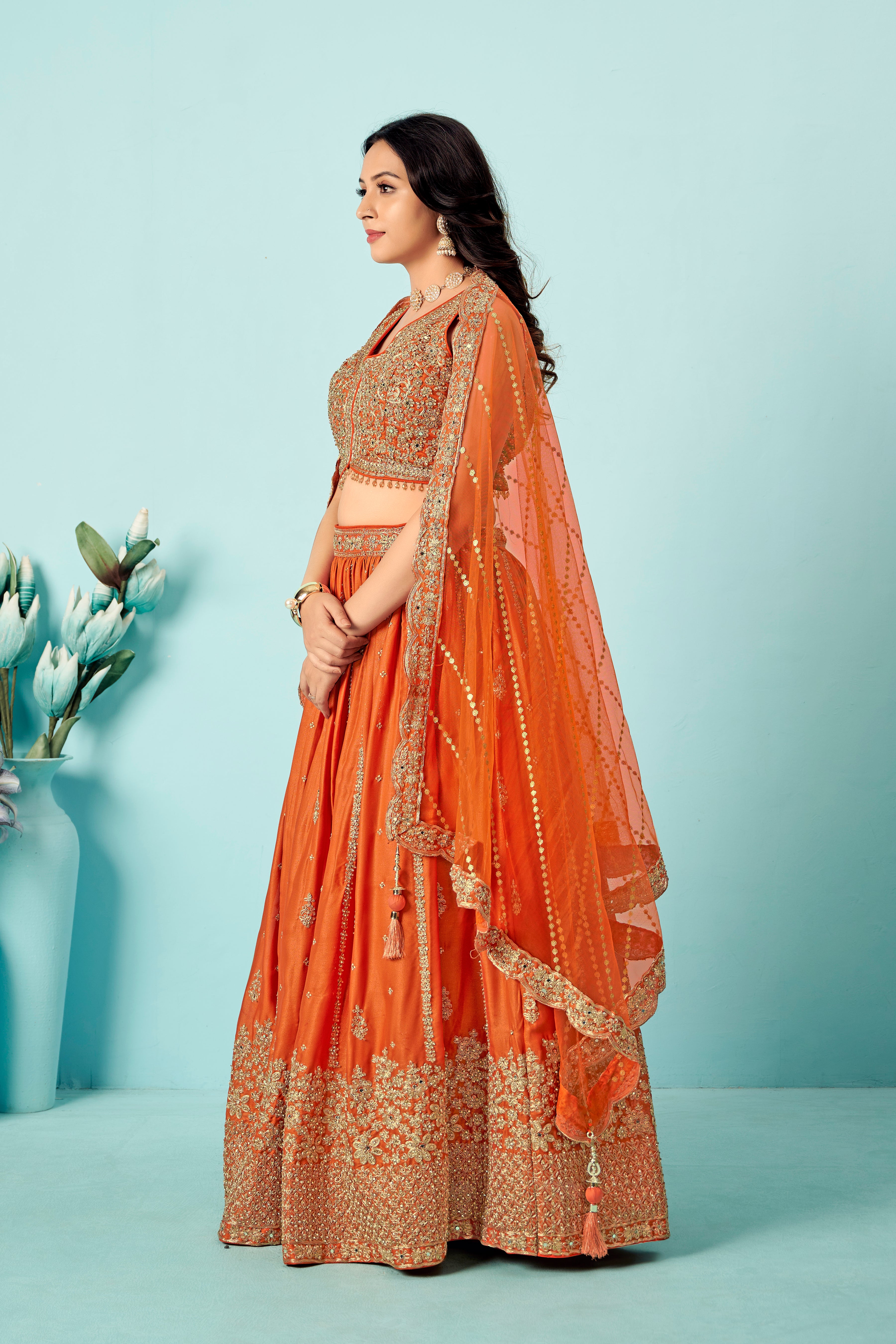 Coral Ember Lehenga Set