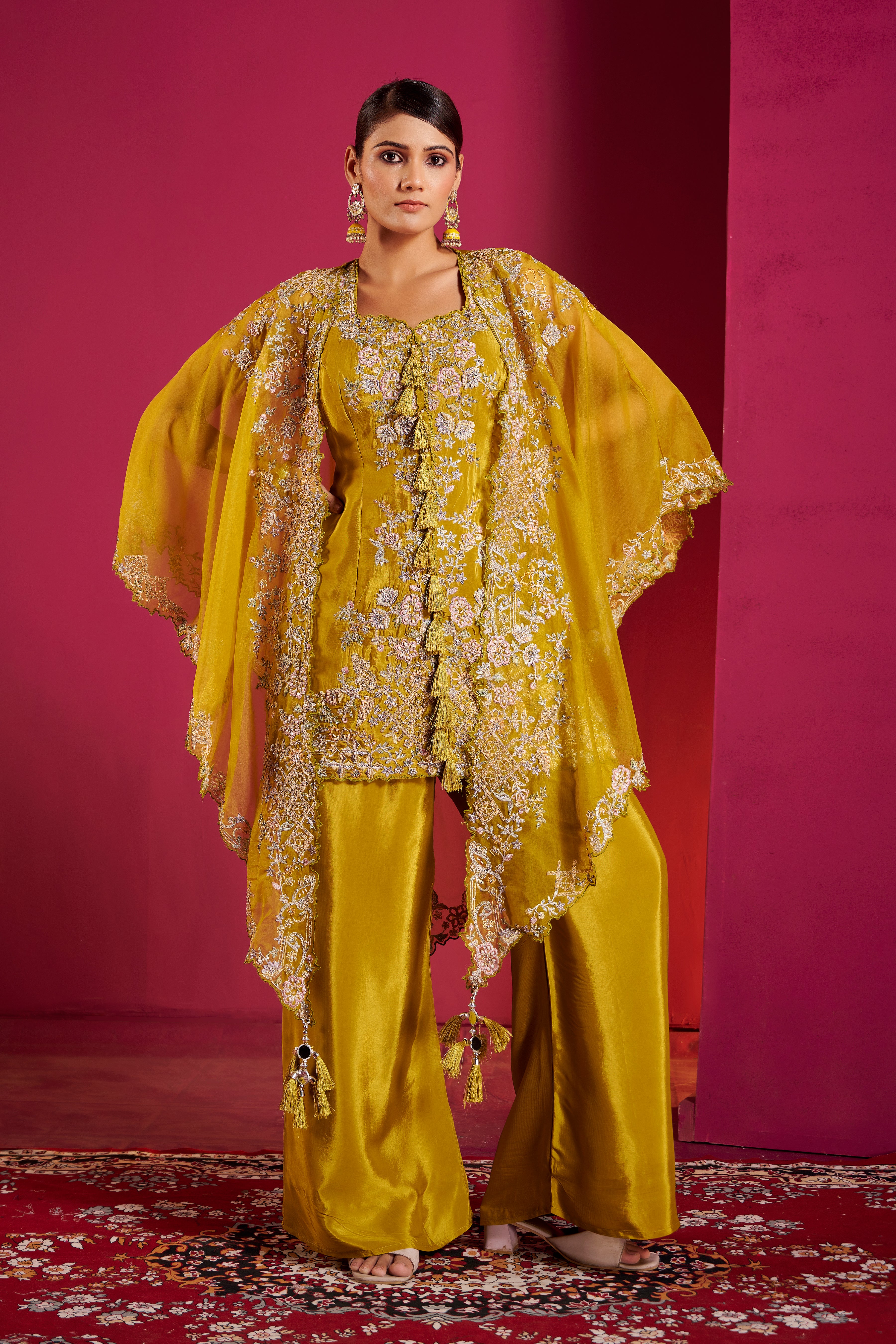 Golden Zari Velvet Kurta Set