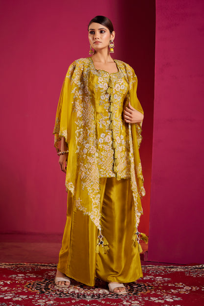Golden Zari Velvet Kurta Set