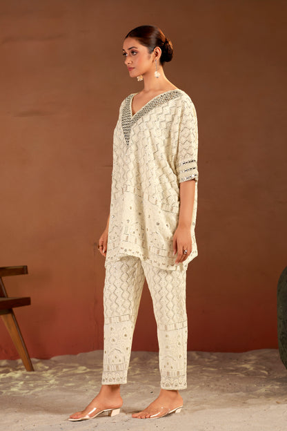 Ivory Mirror Kaftan Set